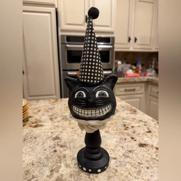 Vintage Black Cheshire Cat Halloween Decor - Picture 2 of 5